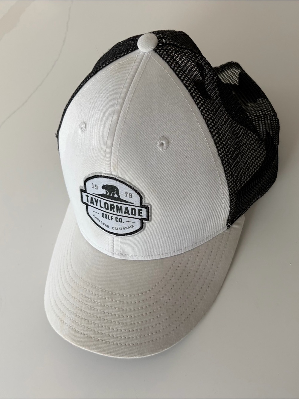 TaylorMade White and Black Mesh Trucker Hat